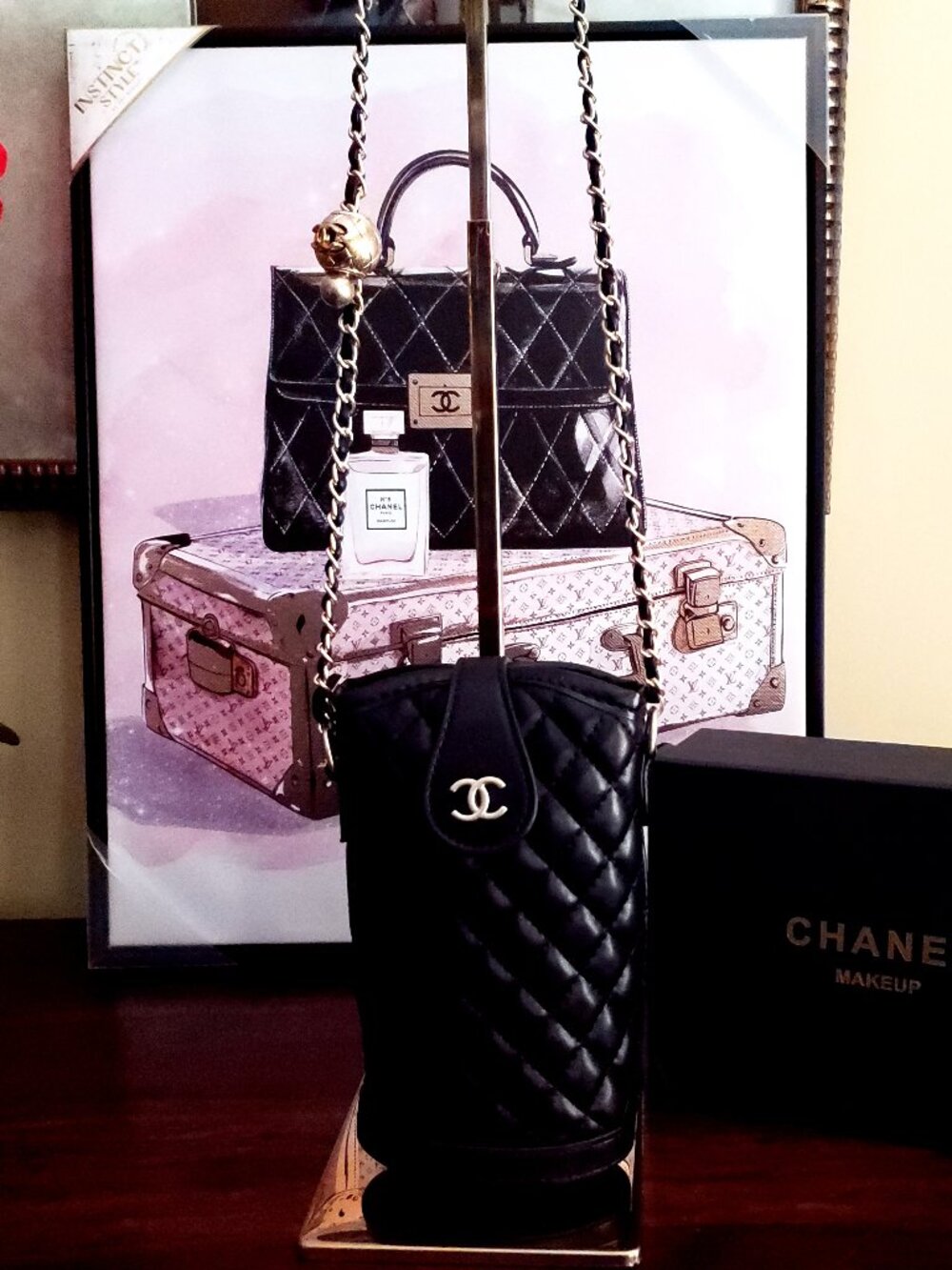 Chanel Beauty Crossbody Bag Black Gold CC hardware